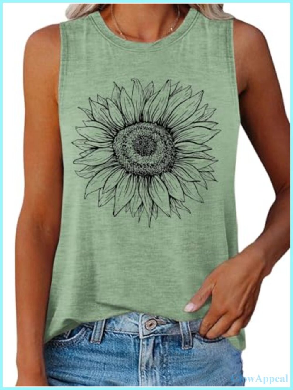 Womens Floral Graphic Sleeveless Tank Top Crewneck Loose Fit Summer Casual